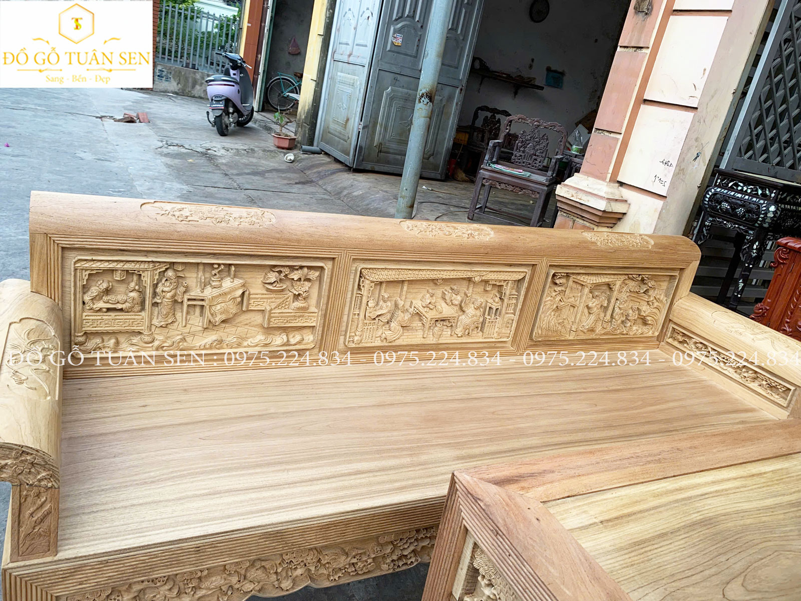 Thông tin bộ trường kỷ đục tích gỗ gụ, đục sắc nét